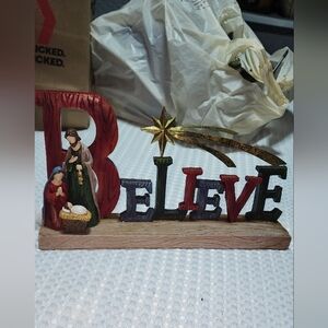 BELIEVE EUC NATIVITY SCENE CHRISTMAS DECORATIVE FIGURINE